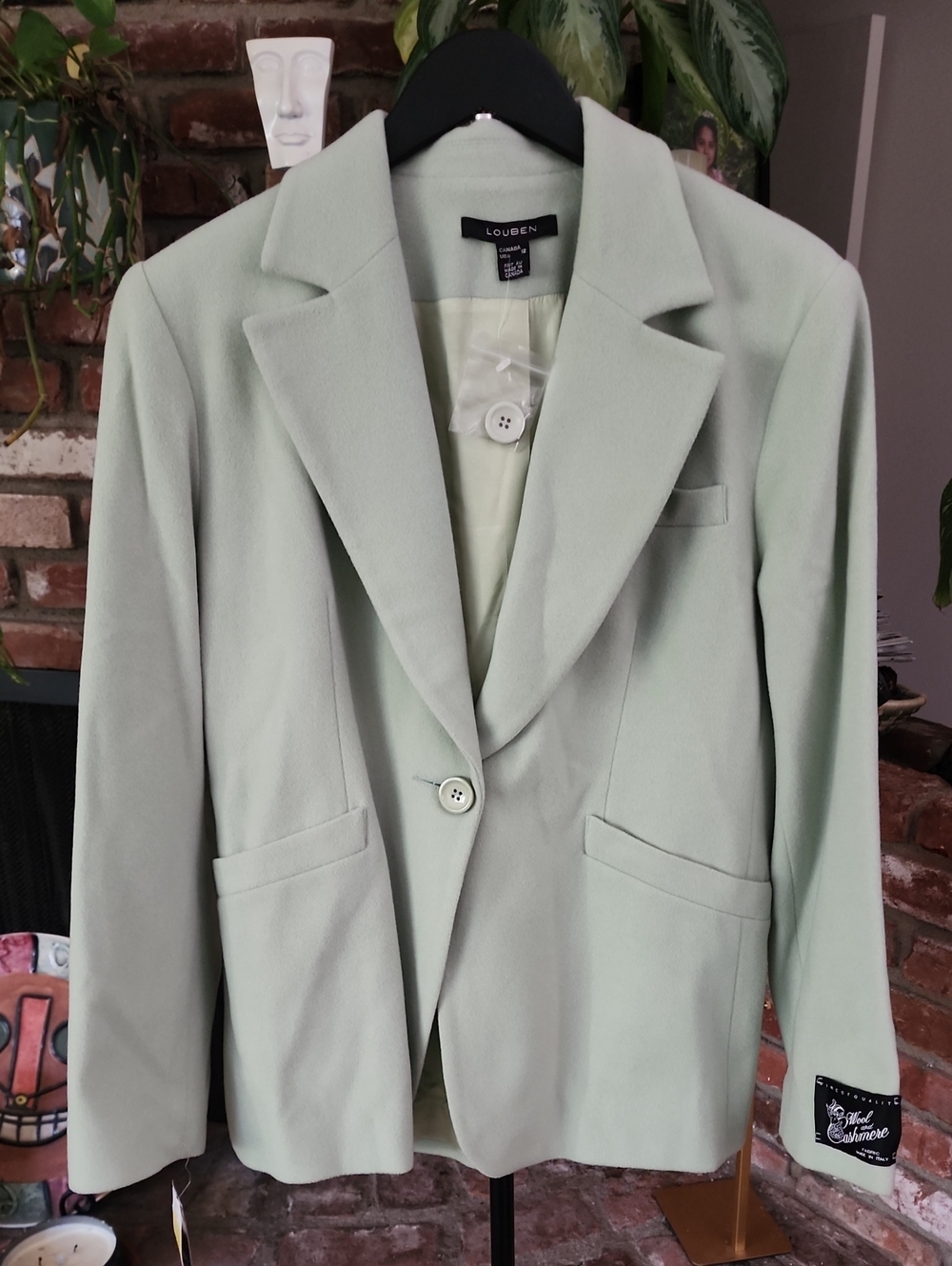 Louben Mint Green Wool And Cashmere Women's Blazer Jacket